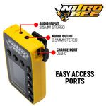 Nitro Bee Xtreme UHF Race Receiver with audio input and output jacks and USB-C charge port