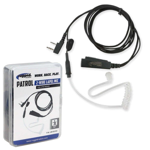 Patrol 2-Wire Lapel Mic with Acoustic Ear Tube for Rugged Handheld Radios