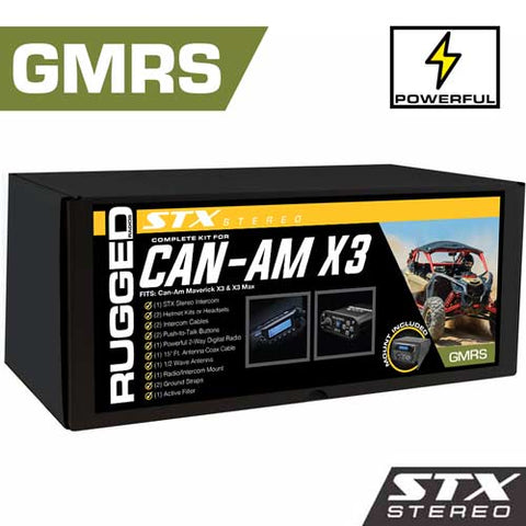 POWERHOUSE 45-Watt GMRS Radio - Can-Am X3 STX STEREO Complete UTV Communication Intercom and Radio Kit with Top Mount