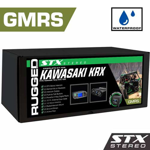 Waterproof GMRS Radio - Kawasaki Teryx KRX 1000 STX STEREO Complete UTV Communication Kit